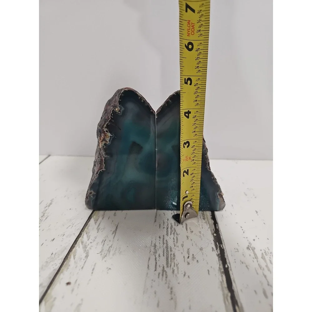 Teal Blue Agate Geode Bookends